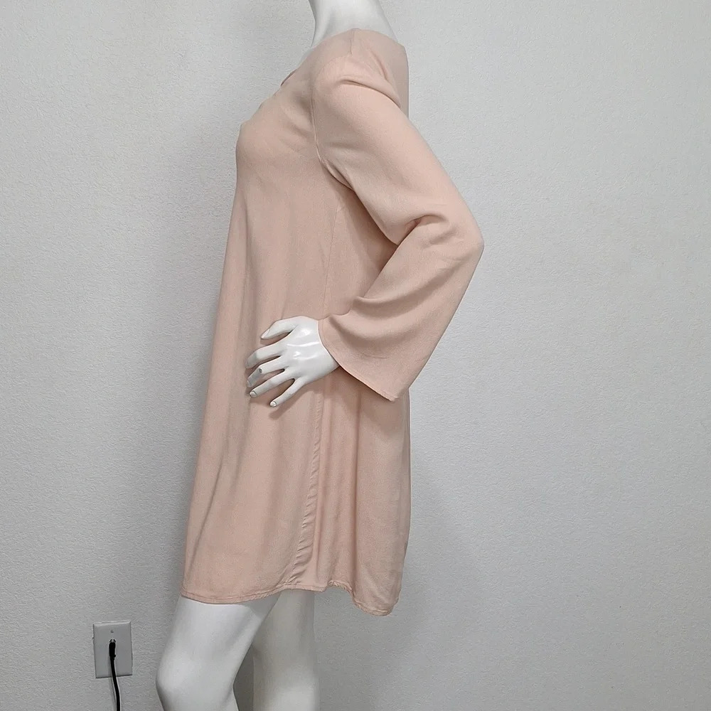 ASTR The Label Blush Pink Coquette Lace Up Cottagecore Shift Mini Dress Size S - Picture 10 of 12